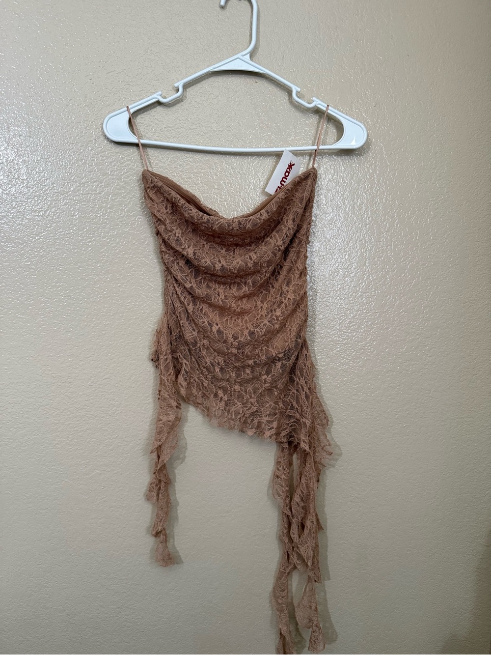 Boho Lace Asymmetrical Crop Top in Dusty Rose